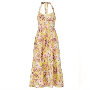 Bardot Labella yellow floral halter dress 4